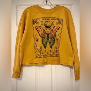 Zoe + Liv Mustard Yellow Sweatshirt with Butterfly Design